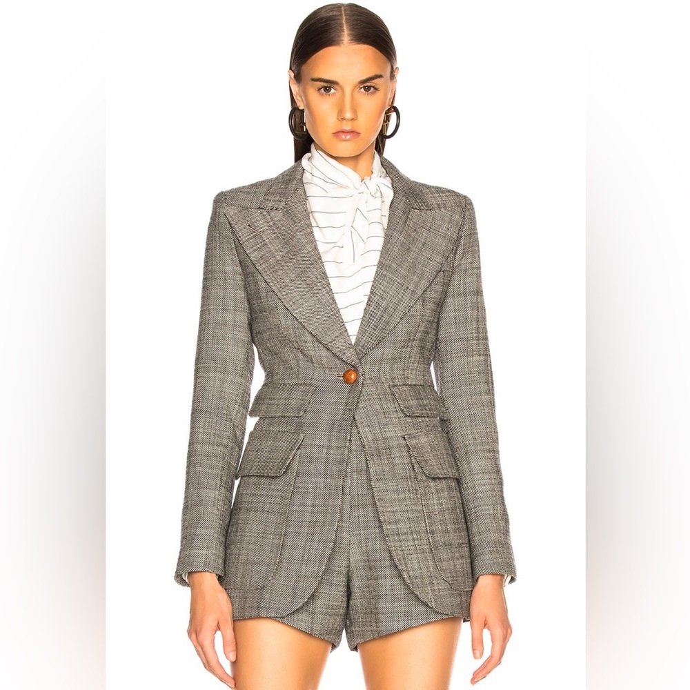 SMYTHE Birkin Wool Blazer in Gray Tweed Size 2